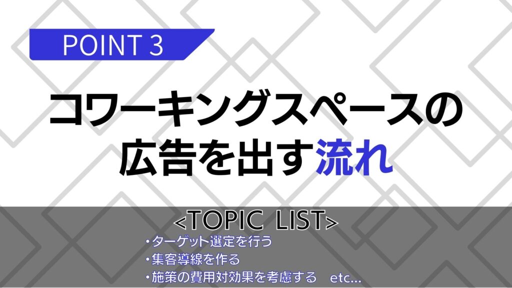 コワーキングスペースの広告を出す流れ